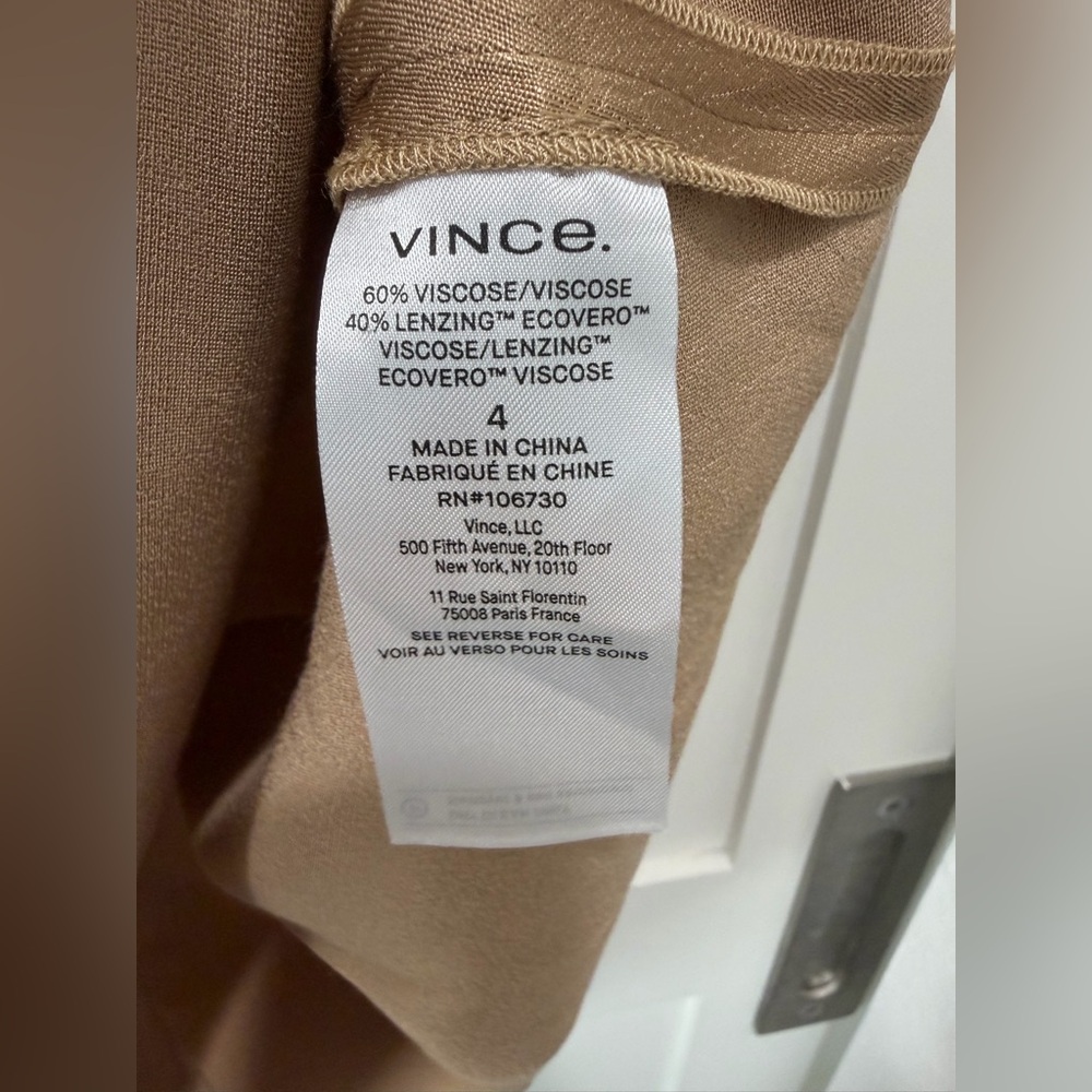 NEW VINCE. Wrap-Effect Satin Midi Skirt- Sand (Size 4) - Picture 7 of 7